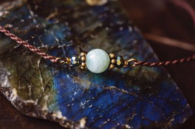 Mineral amazonite taş boncuk küçük bilezik detay 