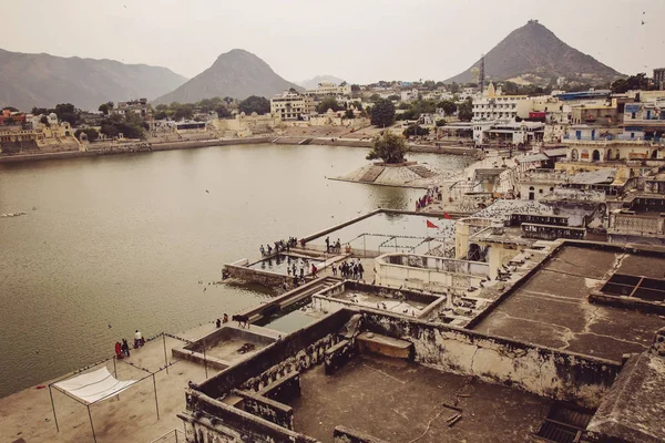 Pushkar Rajasthan Indien Februari 2019 Helig Sjö Pushkar Stadsutsikt — Stockfoto