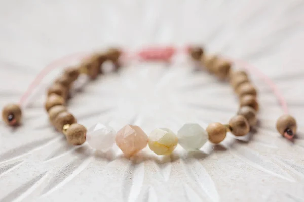 Morganite Perlas Piedra Fazeted Yoga Pulsera Espiritual — Foto de Stock