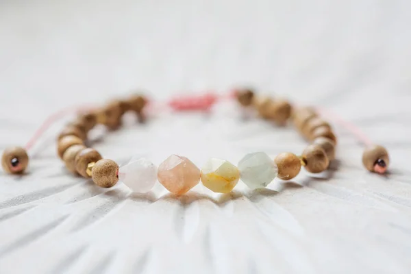 Morganite Fazeted Stone Beads Yoga Spiritual Bracelet — Stock Photo, Image