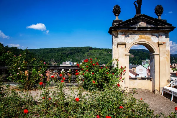 Jardín Rosas Del Castillo Decin Ciudad Decin República Checa — Foto de Stock