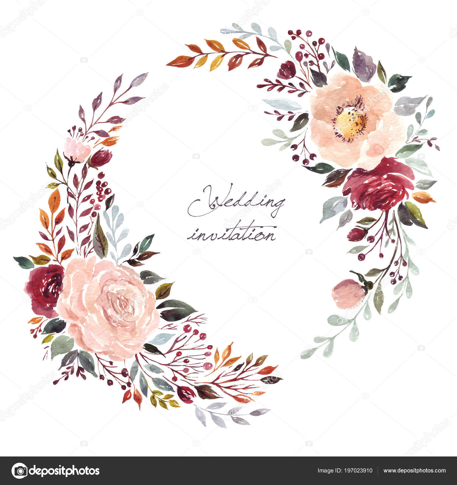 Color Floral Wedding Wreath Vector Illustration Stock Vector Image By C Molesko