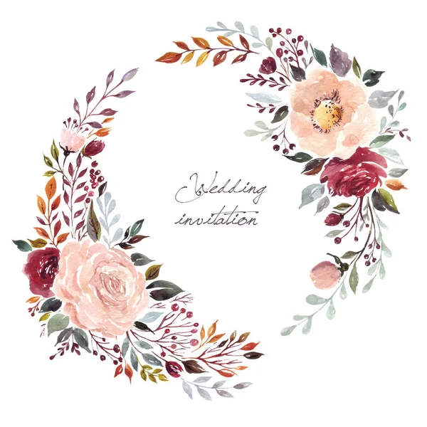 Cor Coroa Casamento Floral Ilustração Vetorial —  Vetores de Stock