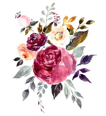 Suluboya çiçekler. el çizimi resimleme.