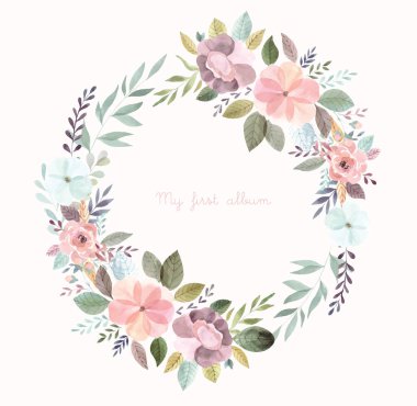 renk çiçek çelenk kopya alanı, vektör çizim ile