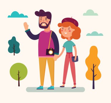 genç bir çift bir yürüyüş