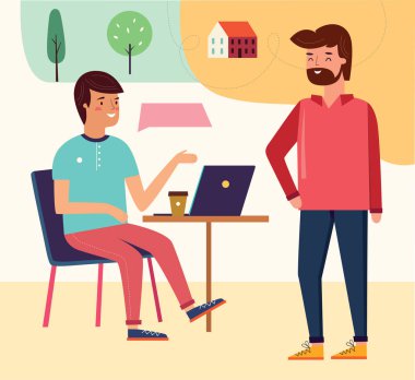 Bir iş toplantısı, insanlarla vektör çizim