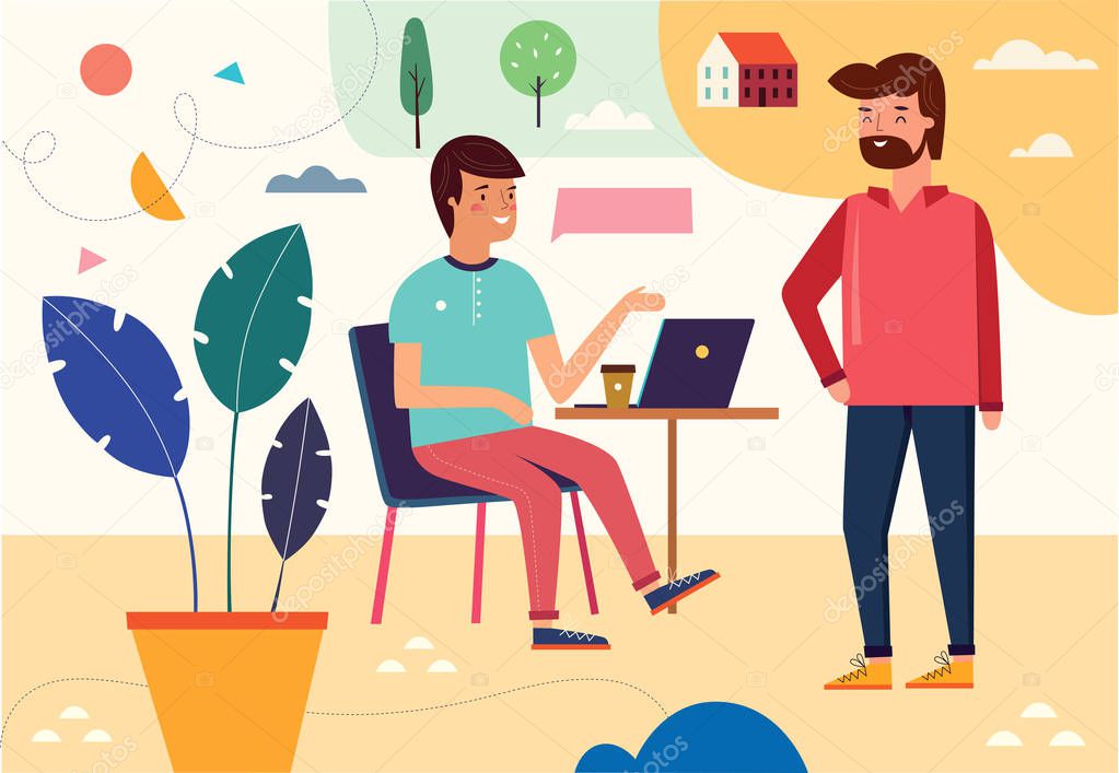 Vector illustration with people at a business meeting