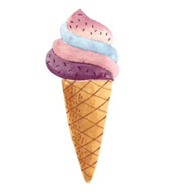 Suluboya elle çizilmiş dondurma resmi