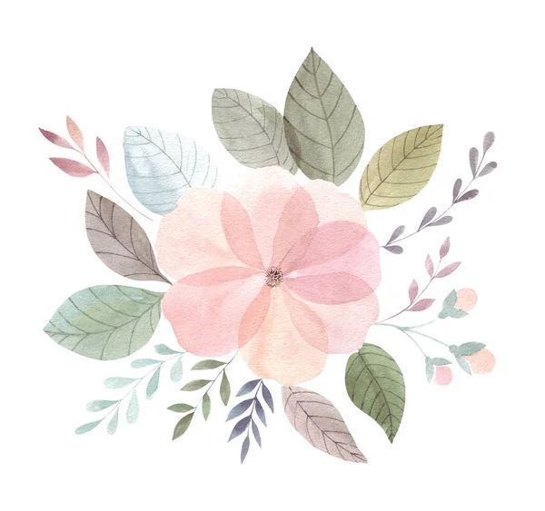 Akvarell Rosa Blommor Vektor Illustration — Stockfoto