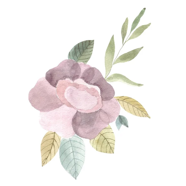 Akvarell Blommig Sammansättning Med Blommor — Stockfoto