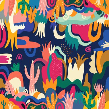 Soyut renkli tropikal vektör deseni