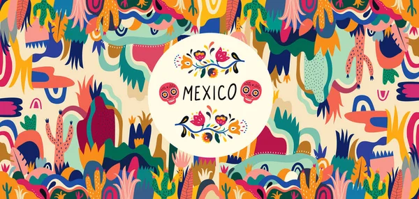 Mexico Vector Illustration Colorful Mexican Design Stylish Artistic Mexican Decor — Stock Vector