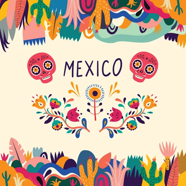 vector illustration of colorful beaded skull inspired in