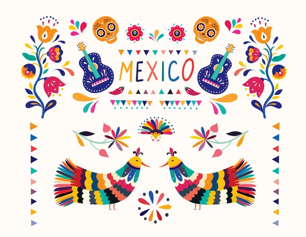 Elegante Decoración Artística Mexicana Para Fiestas Fiestas Mexicanas — Vector de stock