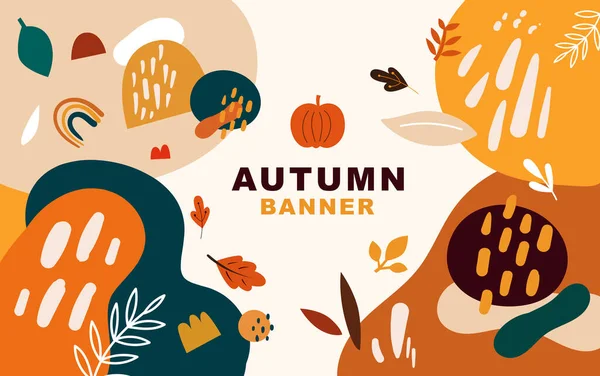 Modèle Vectoriel Automne Bannière Fond Automne Avec Des Feuilles Des — Image vectorielle