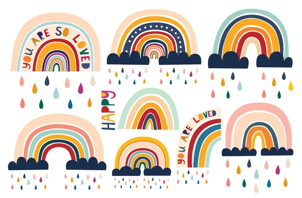 Stijlvolle Trendy Regenbogen Vector Illustraties — Stockvector