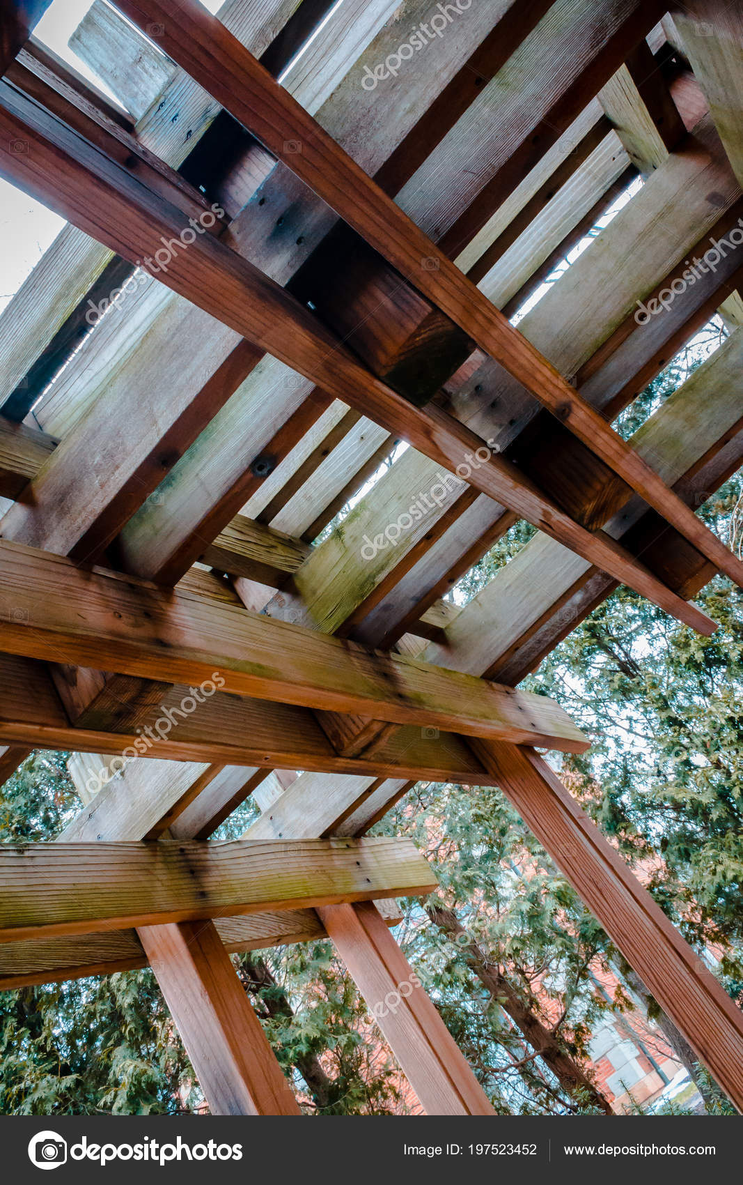 Artsy Shot Wooden Gazebo Dorm Iup Campus Stock Photo