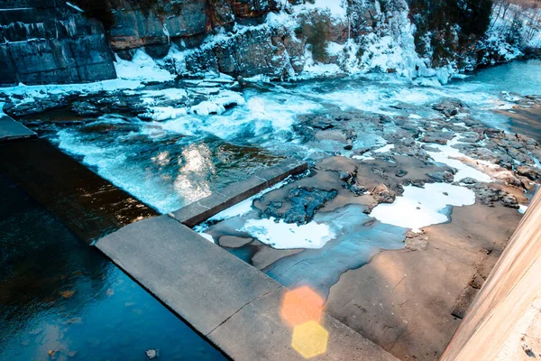 Stroomversnellingen Achter Dam Bij Geel Creek Park — Stockfoto