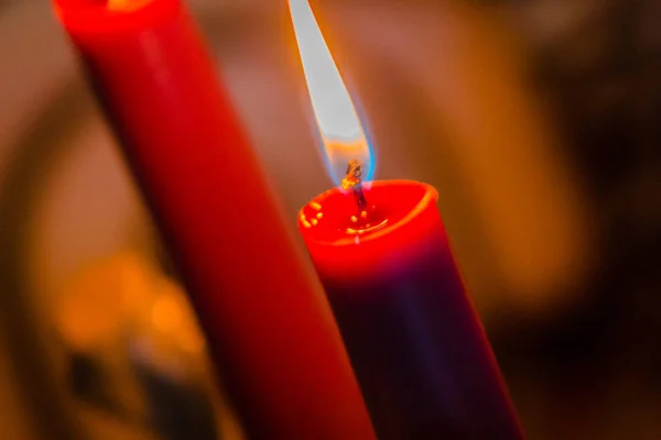 Close Shot Advent Candle Burning — Stock Photo, Image