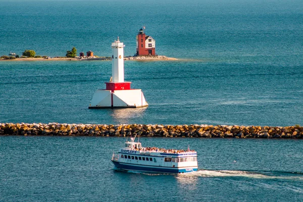 Ferries Departing Mackinac Island End Day Michigan — Stock Photo, Image