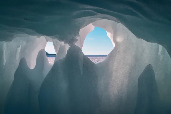 Regarder Travers Une Calotte Glaciaire Lac Michigan — Photo