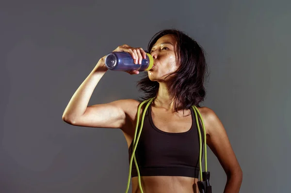 Retrato Joven Atlética Forma Mujer Coreana Asiática Parte Superior Aptitud — Foto de Stock