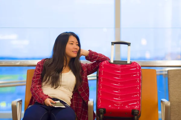 Lifestyle Fresh Portrait Young Beautiful Happy Asian Korean Tourist Woman — Stock Photo, Image