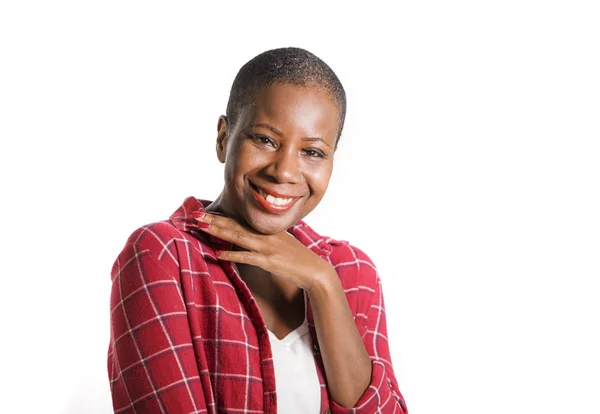 Verse Portret Van Levensstijl Van Jonge Aantrekkelijke Natuurlijke Zwarte Afro — Stockfoto