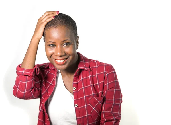 Estilo Vida Retrato Brincalhão Jovem Atraente Feliz Mulher Negra Afro — Fotografia de Stock