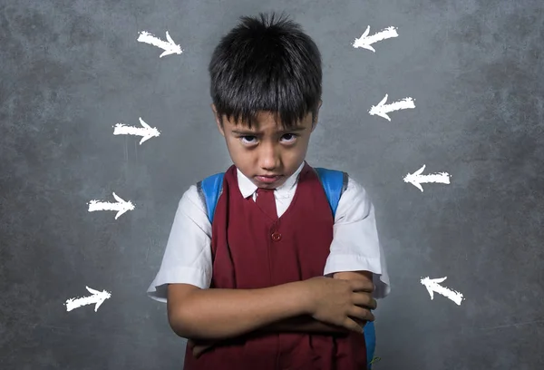 Dramatische Portret Van Jonge Wanhopig Misbruikte Schooljongen Schreeuwen Huilen Slachtoffer — Stockfoto