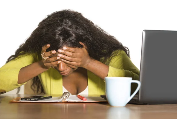 Close Retrato Jovem Triste Deprimido Negro Afro Americano Empresária Chorando — Fotografia de Stock