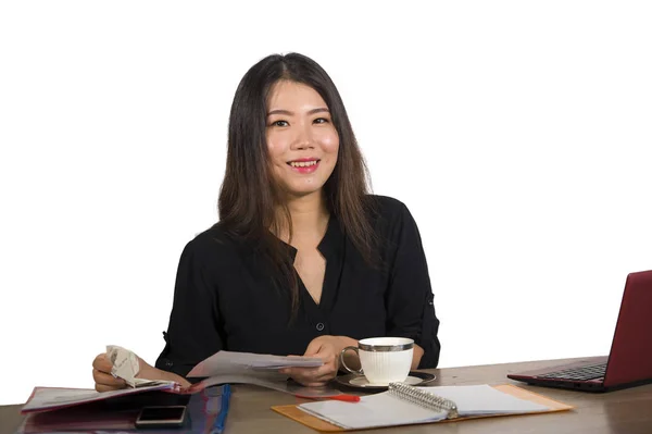 Retrato Aislado Joven Hermosa Feliz Éxito Asiático Mujer Negocios Coreana —  Fotos de Stock