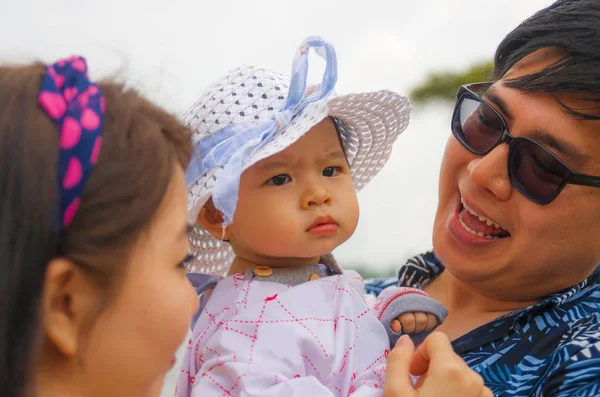 Outdoors Candid Lifestyle Portrait Young Happy Proud Asian Chinese Couple — Stock Photo, Image