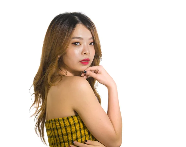 Portret Van Jonge Sexy Speels Aziatische Vrouw Poseren Verse Ondeugende — Stockfoto