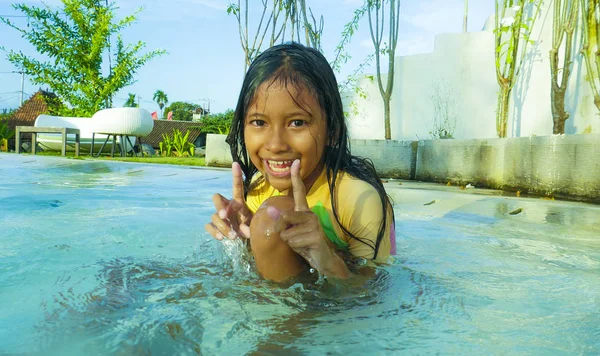 Retrato Estilo Vida Bela Criança Animada Feliz Bonito Maiô Menina — Fotografia de Stock