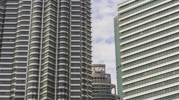 Urban landscape scene with generic modern office buildings under a blue sky at financial district in architecture and business concept — Stock Photo, Image