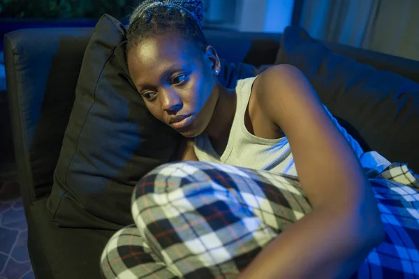 Young Afro American Woman Suffering Depression Sad Depressed Black Teenager — Stock Photo, Image