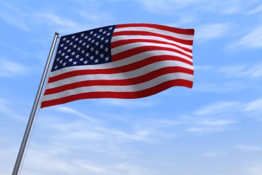 CGI, ABD demokrasi ve özgürlük kavramında rüzgarda dalgalanan Amerika Birleşik Devletleri bayrağını mavi bir şekilde izole etti. 