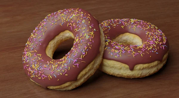 Dessert Sucré Malsain Mais Tentant Deux Délicieux Beignets Chocolat Avec — Photo