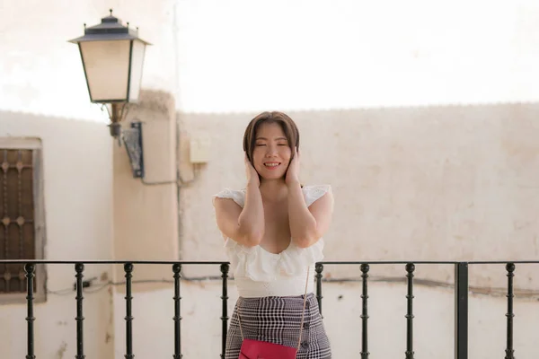 Estilo Vida Retrato Joven Atractiva Hermosa Mujer Coreana Asiática Aire — Foto de Stock