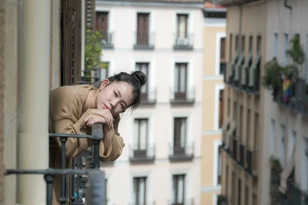 Dramático Retrato Jovem Bela Triste Deprimido Asiático Japonês Mulher Sentindo — Fotografia de Stock