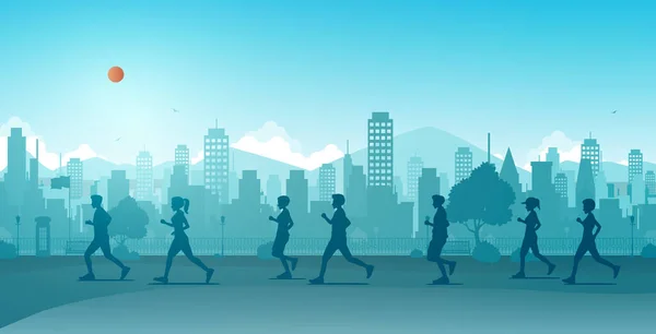 Jogging dans la ville — Image vectorielle