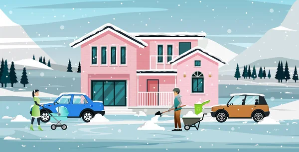 Χιονισμένο σπίτι — Διανυσματικό Αρχείο