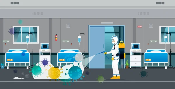 Personnel Médical Vêtements Protection Détruisant Coronavirus — Image vectorielle
