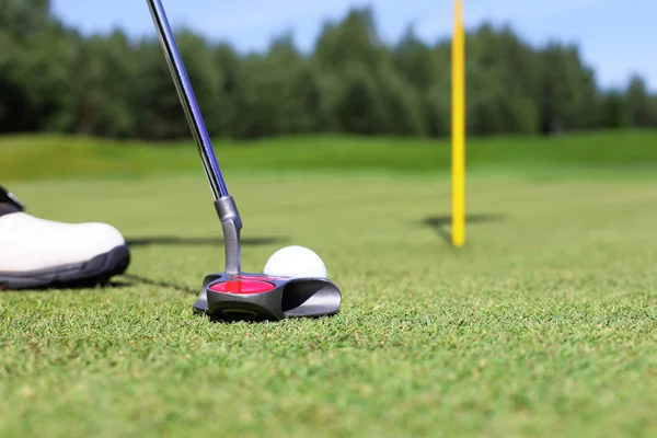 Golf club and ball. Preparing to shot. Royalty Free Stock Images