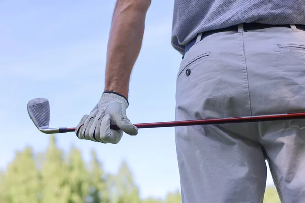 Golf Megközelítés Lövés Vasat Fairway Napsütéses Napon — Stock Fotó