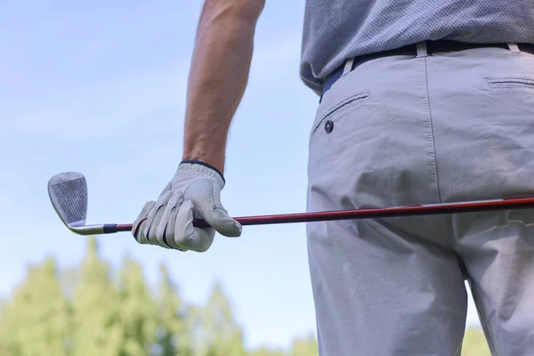 Golfe Tiro Abordagem Com Ferro Fairway Dia Ensolarado — Fotografia de Stock