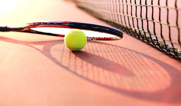 Tennisracket Bal Tennisbaan — Stockfoto