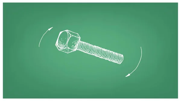 Fabricación Industria Ilustración Dibujo Dibujado Mano Perno Hexagonal Tornillo Tapa — Vector de stock